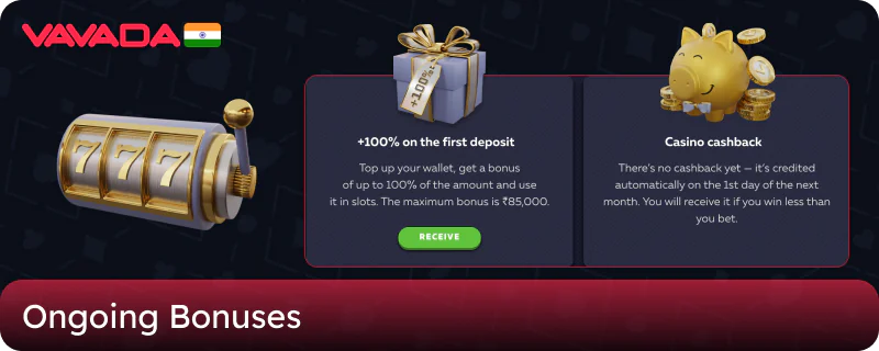 Ongoing Bonuses for Vavada Players in India