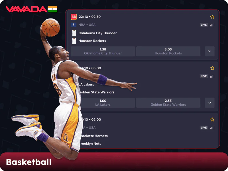 Basketball on the Vavada casino website in India