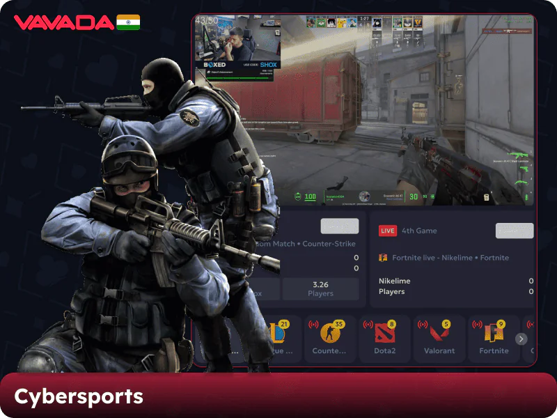Cybersport on the Vavada casino website in India
