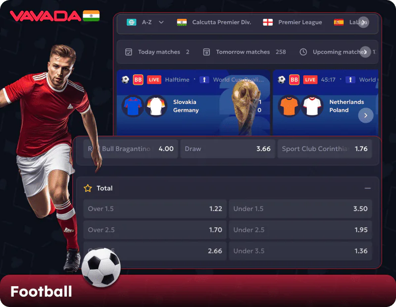 Football betting on the Vavada casino website in India
