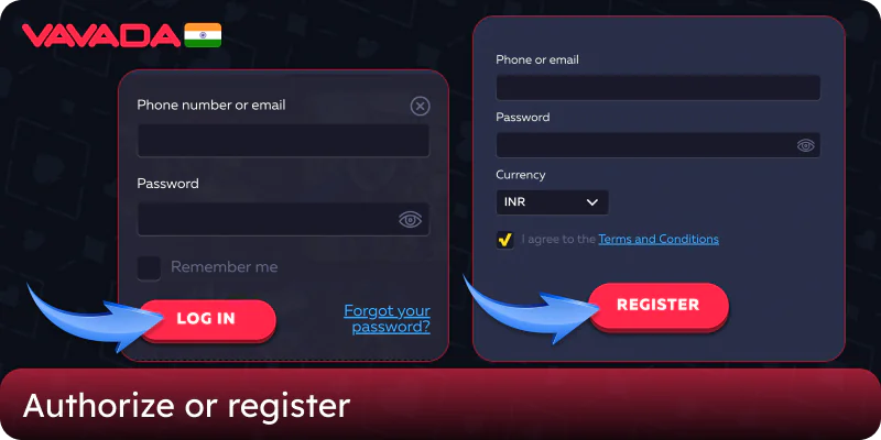 Register or Login to Vavada Account in India