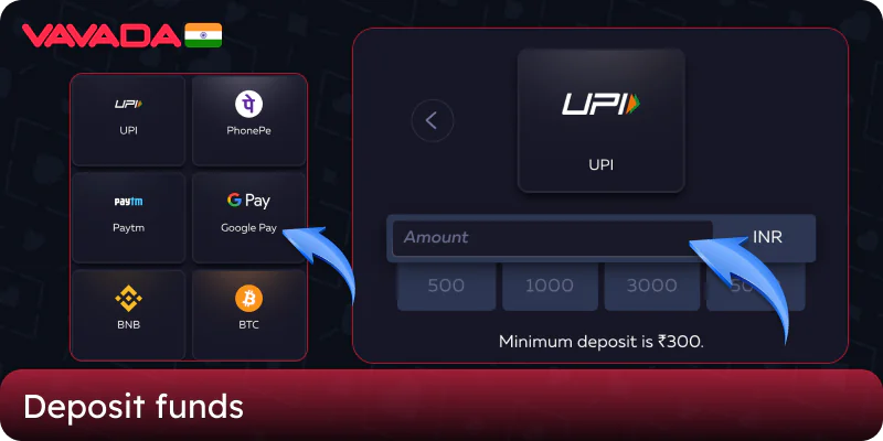 Top up your Vavada casino account balance in India