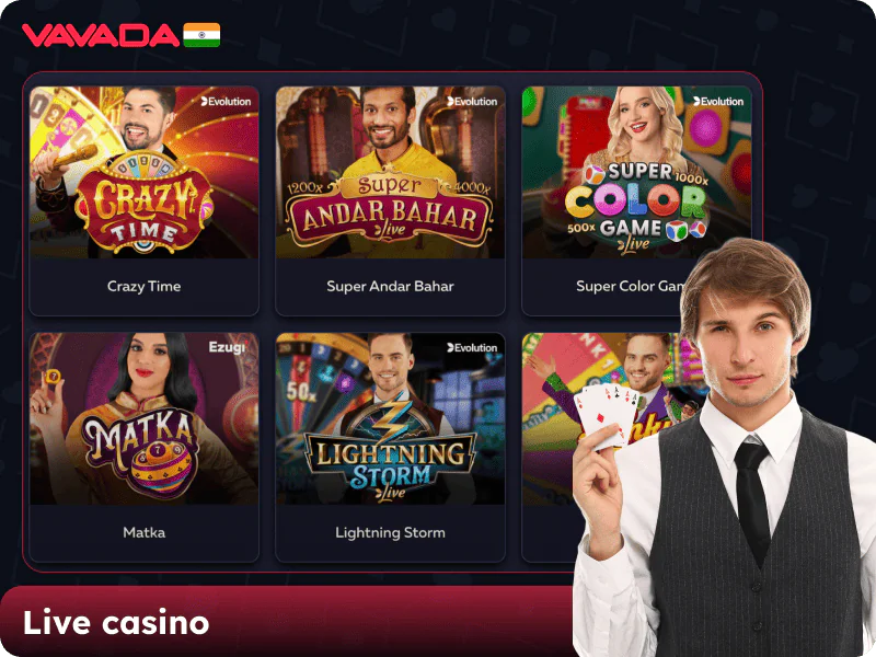 Live casino on the Vavada casino website in India