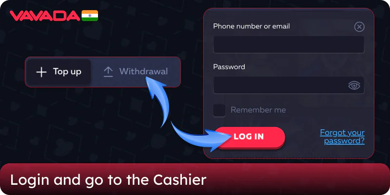 Login or register an account on the Vavada Casino India website