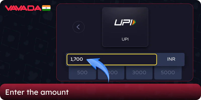 Enter the withdrawal amount from Vavada Casino India website