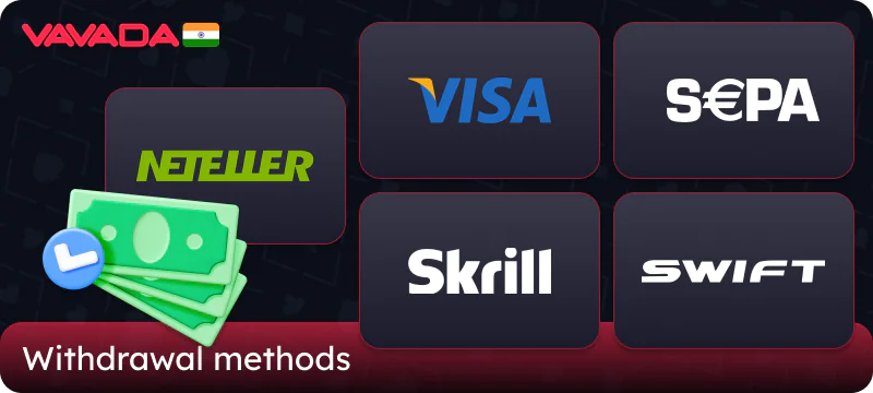 Withdrawal methods on the Vavada casino website in India