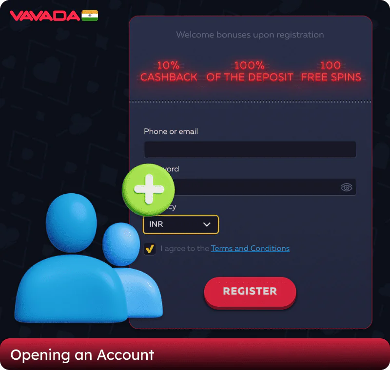 Rules for registering an account on the Vavada casino website in India